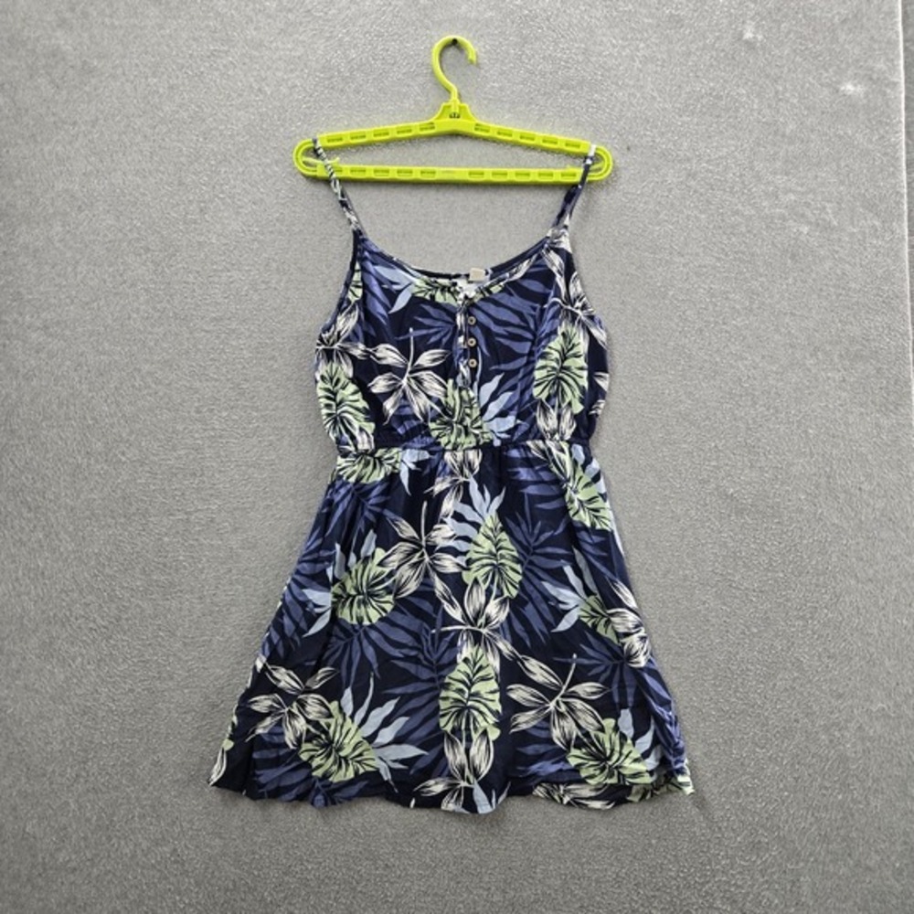 Roxy Women Dress L Blue‎ Floral Everything Is Fine Sundress Tropical Sleeveless